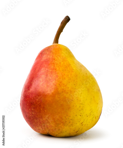 Ripe pear close-up on a white. isolated