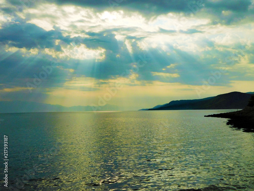 the coast of the Croatian island  in the light of the rising sun