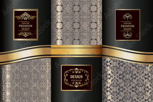 Collection of Luxury Golden Patterns. Collection oriental seamless pattern. Golden vintage design elements. Elegant Decorative ornament for wallpaper, fabric, paper, invitation.