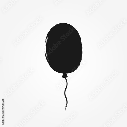 Silhouette of balloon drawn by hand with rough brush. Grunge, watercolor, sketch, graffiti.