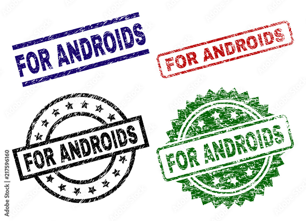 FOR ANDROIDS seal prints with corroded style. Black, green,red,blue vector rubber prints of FOR ANDROIDS title with retro style. Rubber seals with round, rectangle, rosette shapes. FOR ANDROIDS seal prints with corroded style. Black, green,red,blue vector rubber prints of FOR ANDROIDS title with retro style. Rubber seals with round, rectangle, rosette shapes.