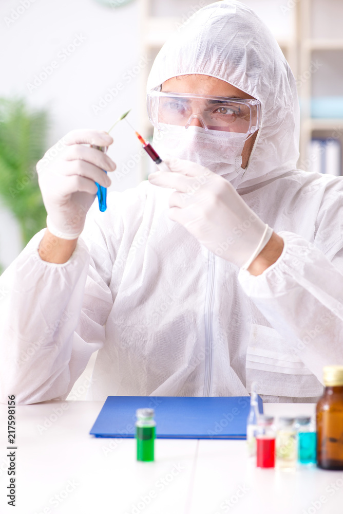 Biotechnology scientist chemist working in lab Biotechnology scientist chemist working in lab