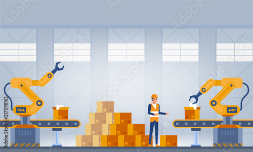 Industry 4.0 Smart factory concept. Technology vector illustration
