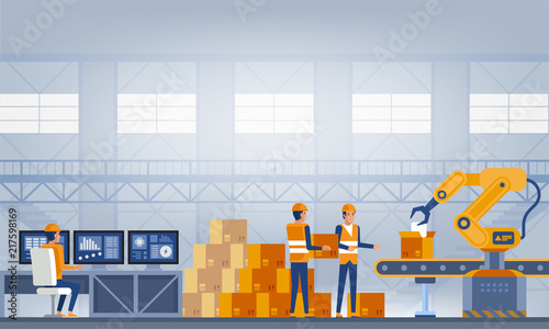 Industry 4.0 Smart factory concept. Technology vector illustration