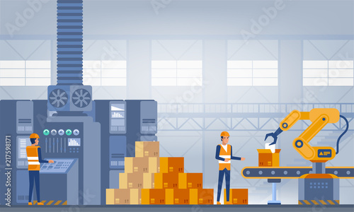 Industry 4.0 Smart factory concept. Technology vector illustration