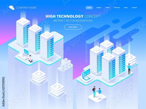 High technology concept. Data center, processing big data