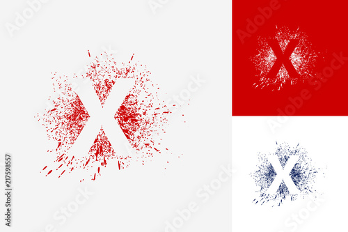 Letter X Splash Grunge Logo Template Design Vector, Emblem, Design Concept, Creative Symbol, Icon