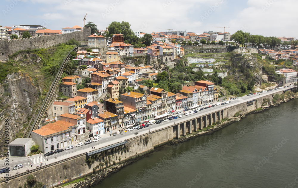 .Panorama of the Douro river and Porto Skyline.