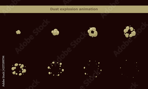 Dust smoke animation frames for cartoon game