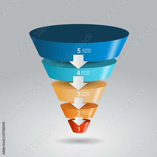 business timeline process chart infographics funnel template used for presentation and workflow layout diagram, web design. Infographic data graphic collection copy space vector illustration