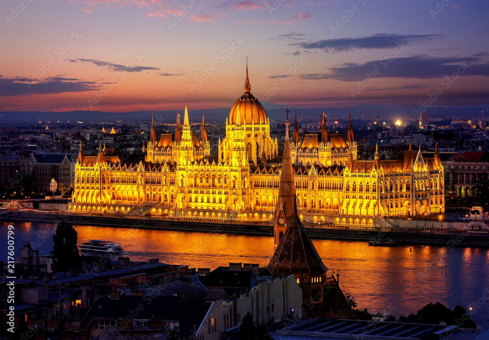 Hungarian parliament in evening Hungarian parliament in evening