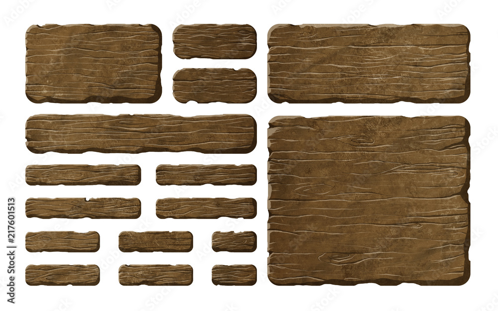 Set of wooden panels