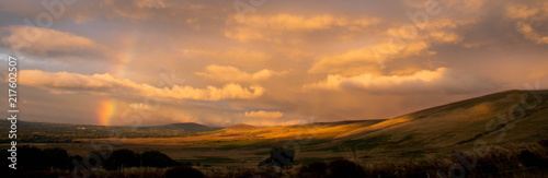 Preseli Sunset Landscape with Rainbow photo