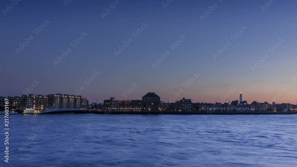 London city riverside dusk to night pan time-lapse London city riverside dusk to night pan time-lapse