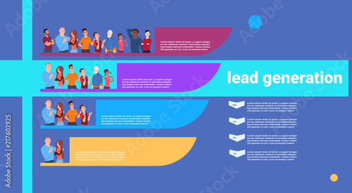 people lead generation steps stages business infographic. colorful diagram concept over white background copy space flat design vector illustration