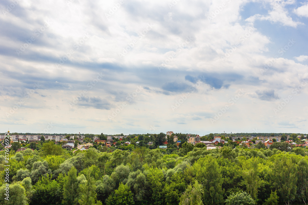 Panorama view on Serpukhov town (Moscow region) from the Red mount. Russia.