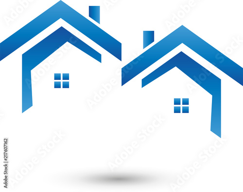 Zwei Häuser, Immobilien, Logo
