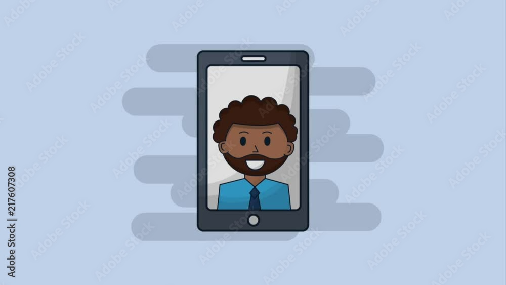 smartphoone with beard business man animation hd smartphoone with beard business man animation hd
