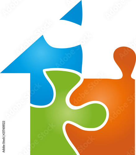 Haus, Puzzle, Immobilien und Business Logo