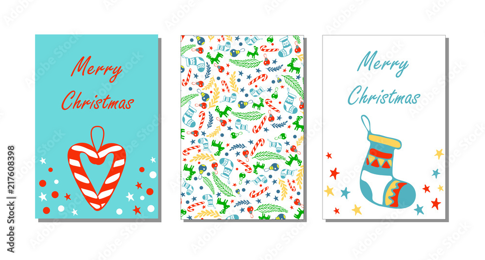 Happy New Year and Merry Christmas seamless pattern and greeting card, Background, wrapping paper. Happy New Year and Merry Christmas seamless pattern and greeting card, Background, wrapping paper.