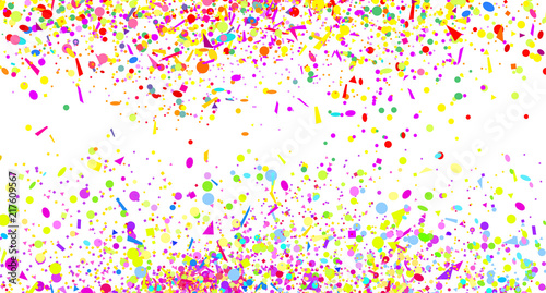 Confetti. Explosion. Texture with random geometric elements on white. Geometric background. Pattern for design. Print for polygraphy, posters, t-shirts and textiles. Greeting cards