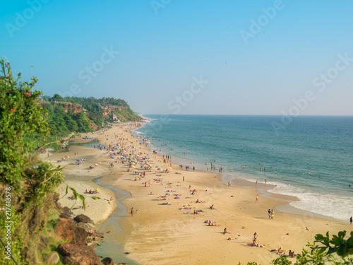 View of Varkala beach from cliff. Varkala beach – one of finest India beaches.