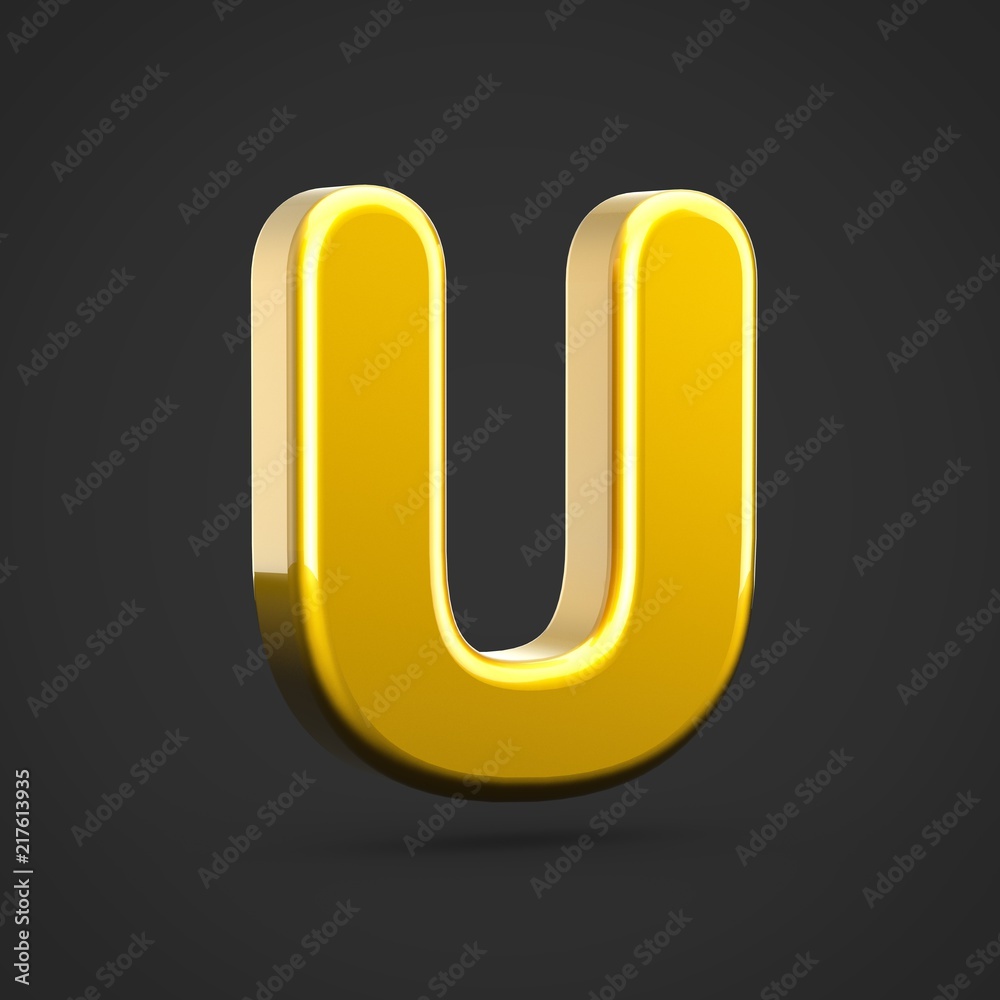 Golden letter U uppercase isolated on black background. Golden letter U uppercase isolated on black background.
