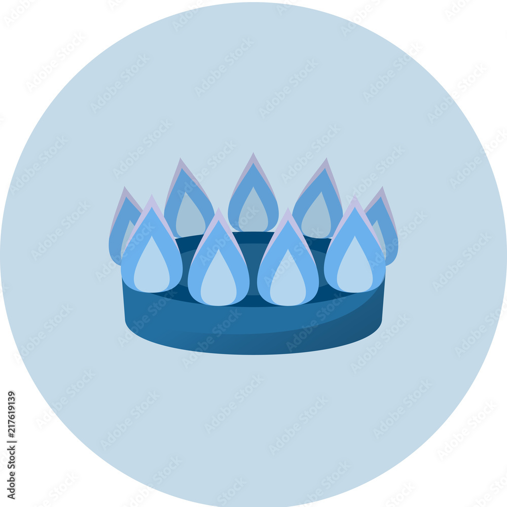 Burner with fire icon, household gas semi flat vector illustration, brazier, domastic gas, city gas Burner with fire icon, household gas semi flat vector illustration, brazier, domastic gas, city gas