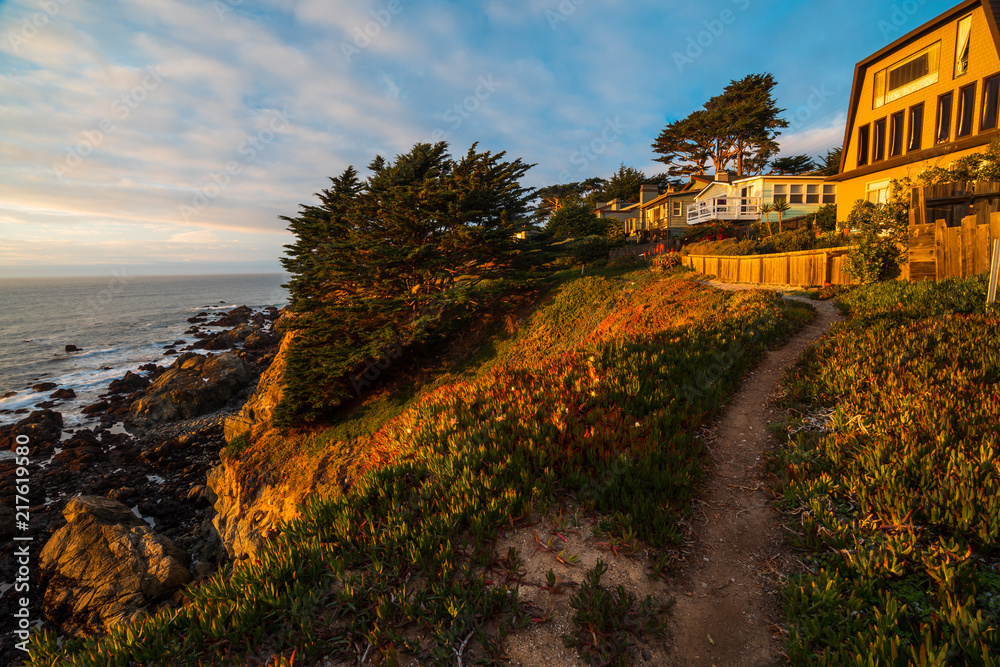 Seaside Houses Along California Coast
