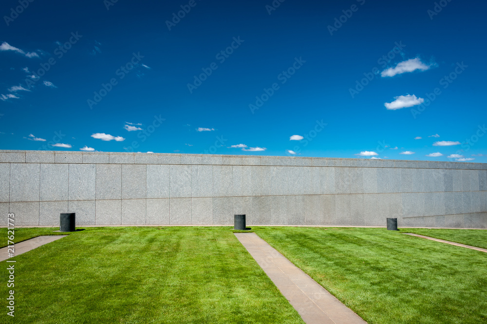 A stone wall along the side of the parliament building, Canberra ACT Australia