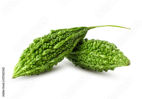 Bitter melon, Bitter gourd on white background. with clipping path