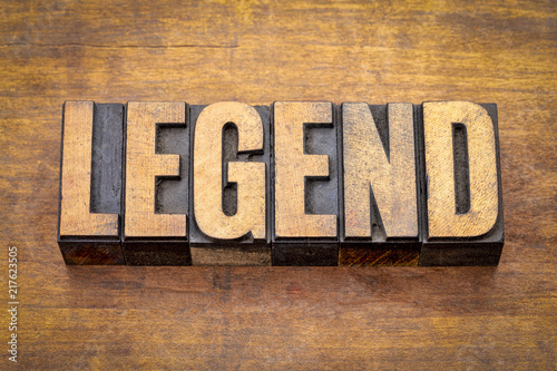 legend word in vintage wood type