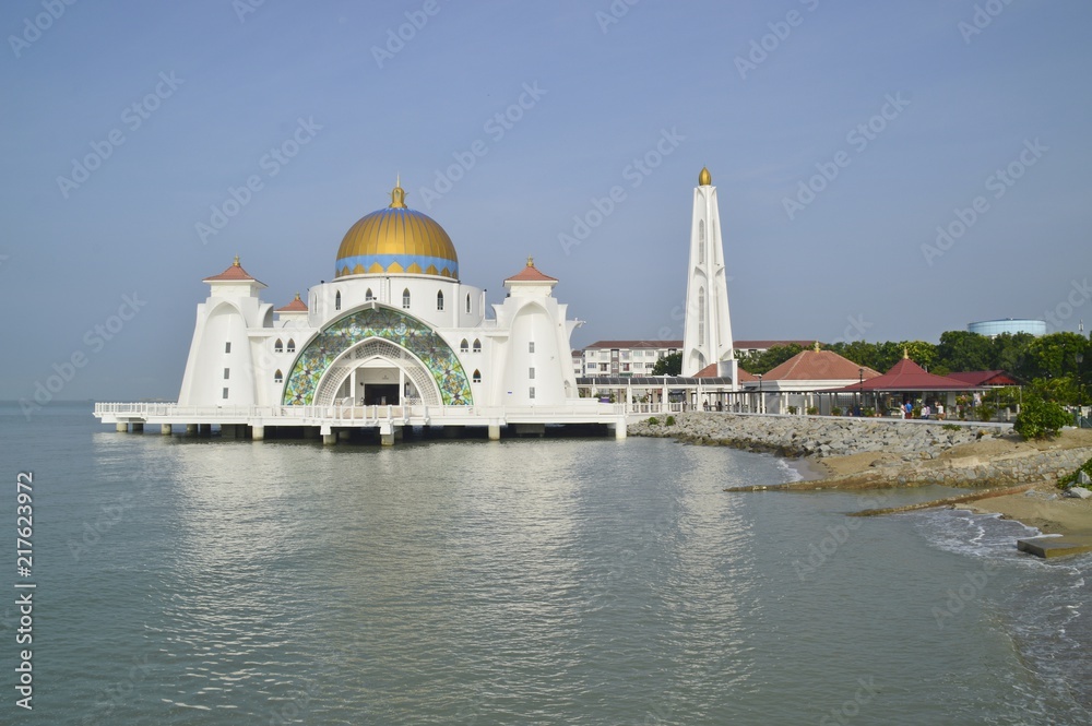 the view of Malacca Straits mosque