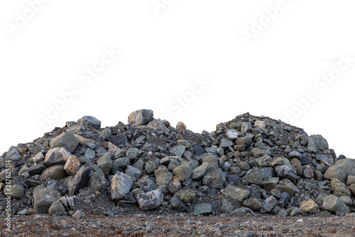 Isolate piles of granite on the ground. photo