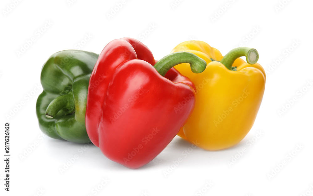 Raw ripe paprika peppers on white background Raw ripe paprika peppers on white background
