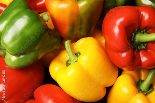 Colorful paprika peppers as background, closeup