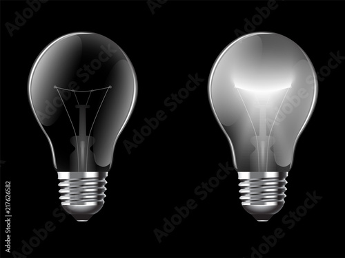 Vector illustration realistic lightbulb isolated on a black background. EPS 10
