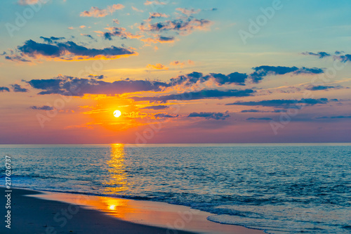 Sunset on the beach on north side of the Provincelands Cape Cod,