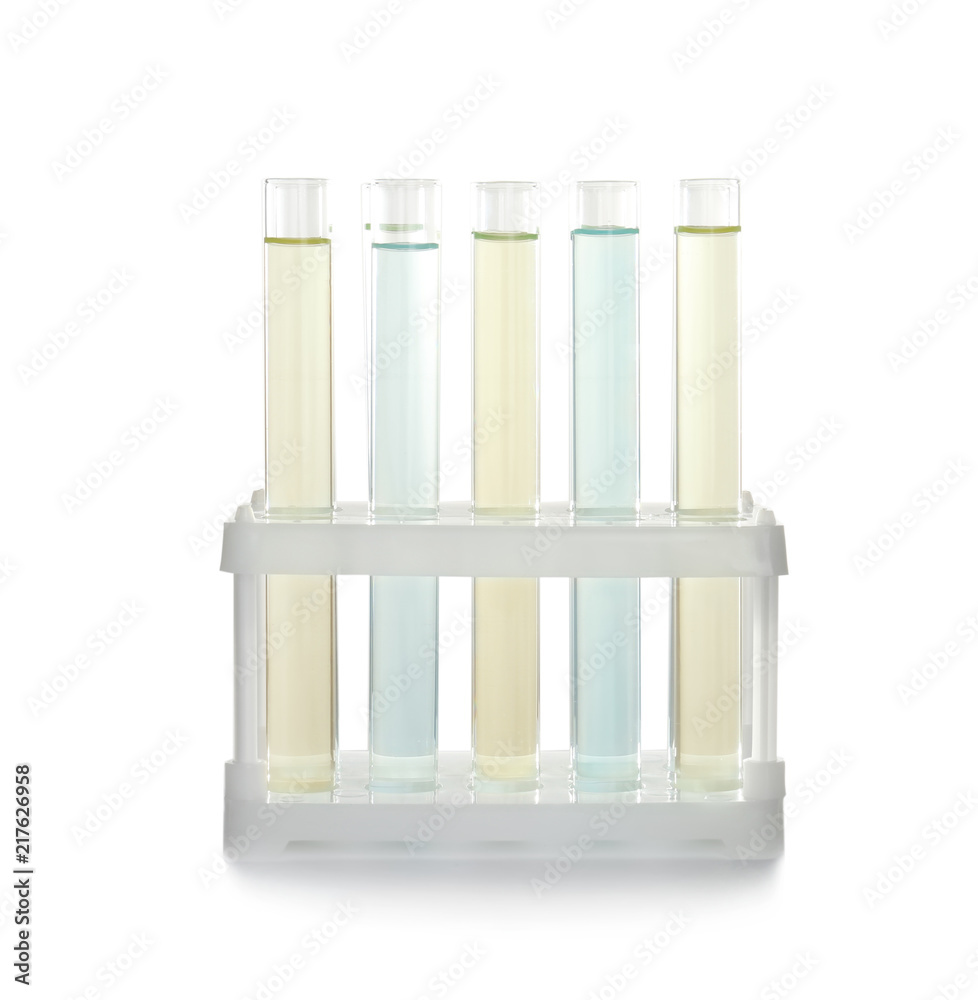 Holder with test tubes on white background. Laboratory analysis Holder with test tubes on white background. Laboratory analysis