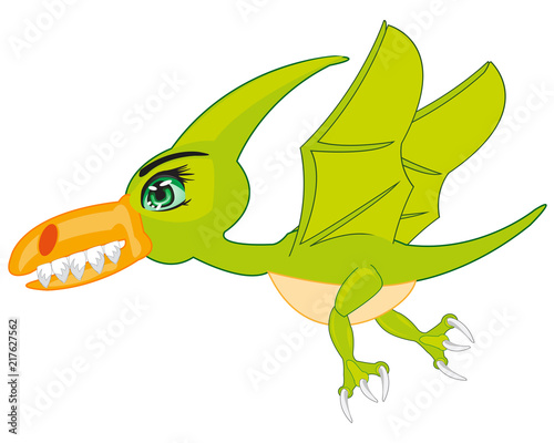 Prehistorical animal bird pterodactyl.Ravenous prehistorical bird dinosaur pterodactyl