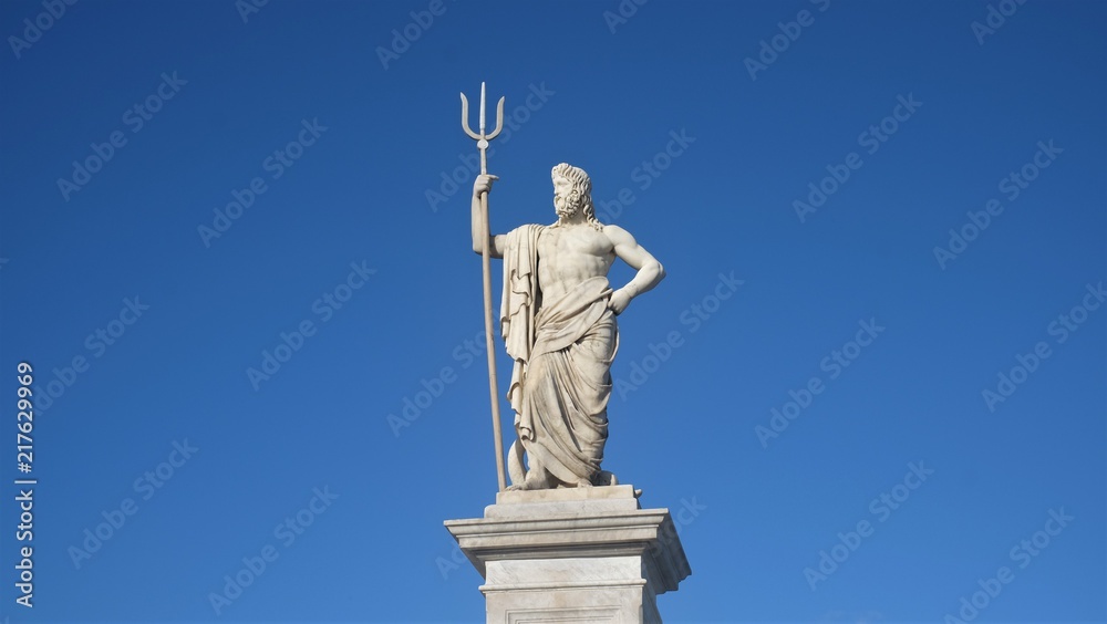 Statue of Poseidon along Malecon roadway in Havana city, Cuba 