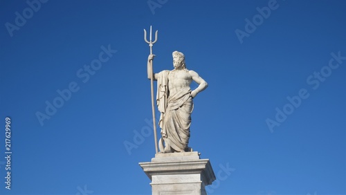 Statue of Poseidon along Malecon roadway in Havana city  Cuba 