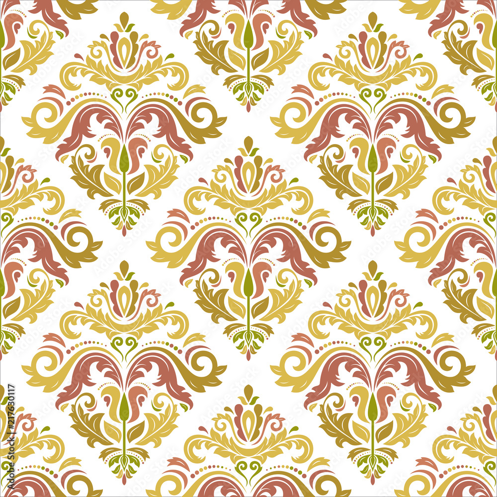 Classic seamless vector pattern. Damask orient colorful ornament. Classic vintage background. Orient ornament for fabric, wallpaper and packaging