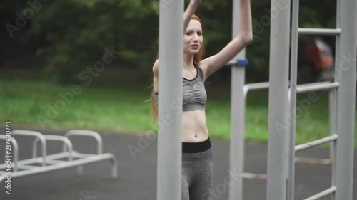 girl is engaged in sports on a sports platform