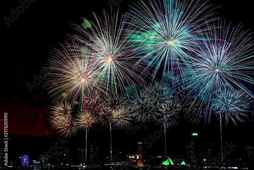 Kobe fireworks festival in summer season.