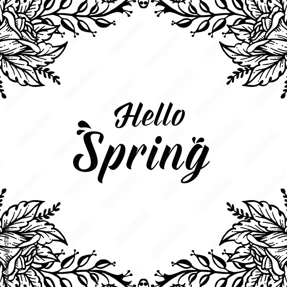 banner with the Hello Spring floral frame vector illustration