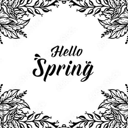 banner with the Hello Spring floral frame vector illustration