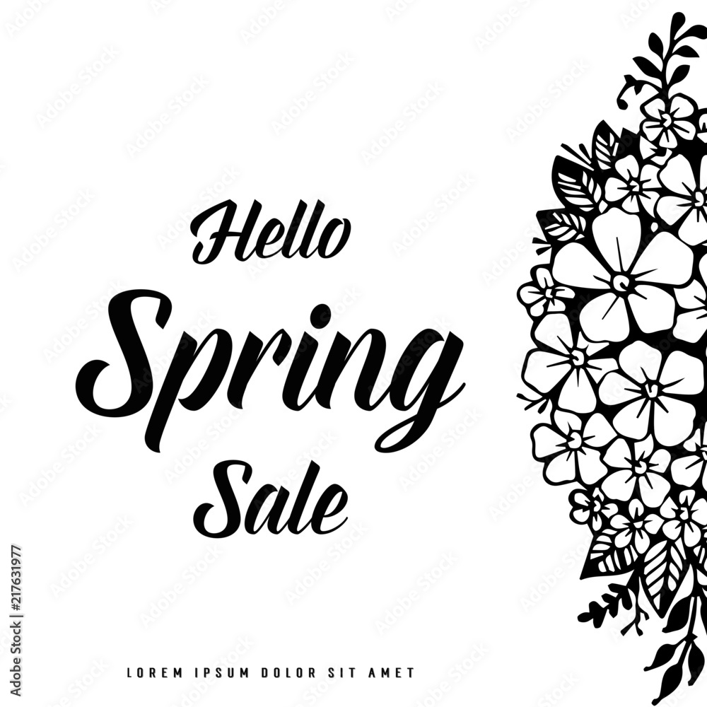 Fototapeta premium Hello spring sale floral hand draw vector illustration