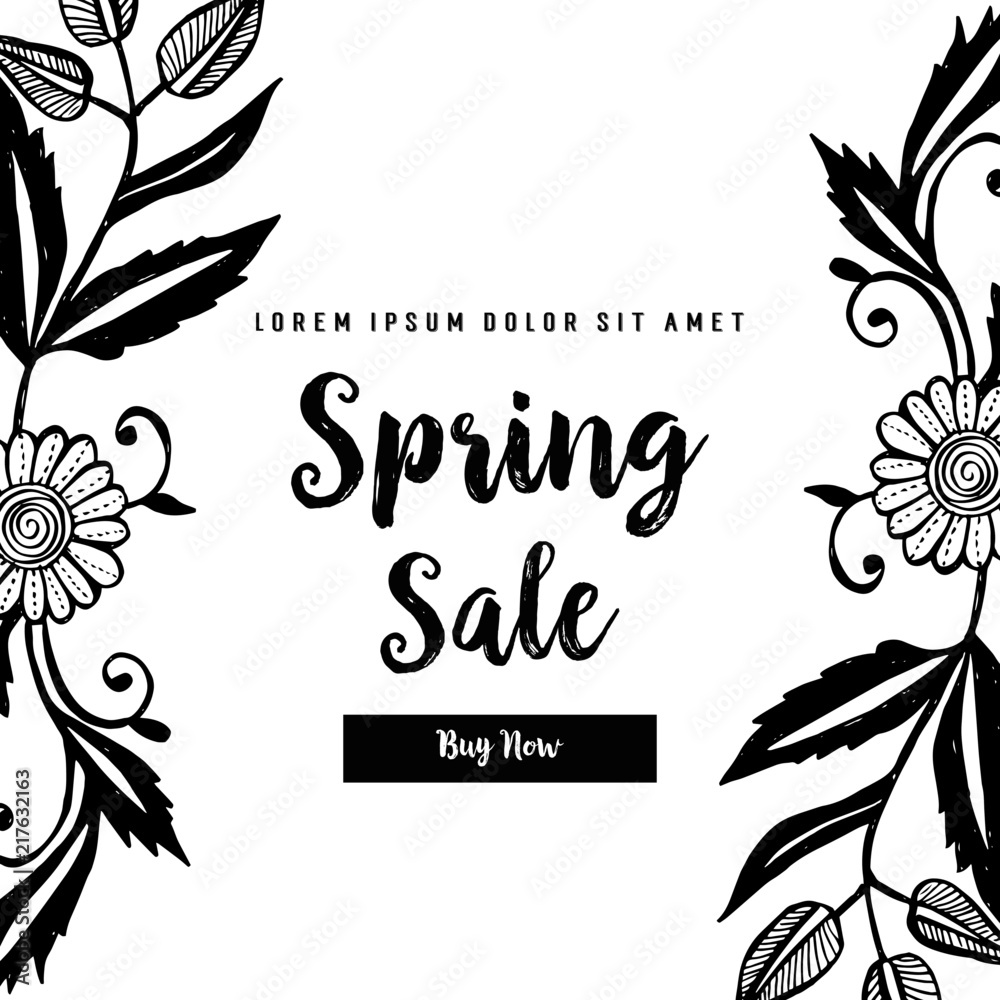Floral frame with spring sale card vector illustration