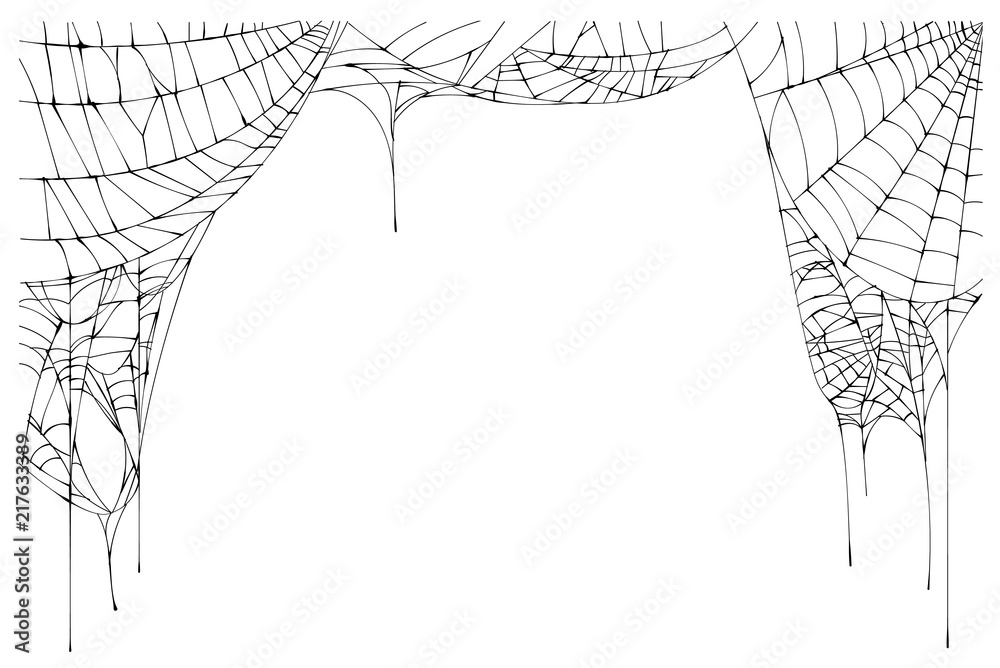 Naklejka premium Spider web torn frame isolated on white background